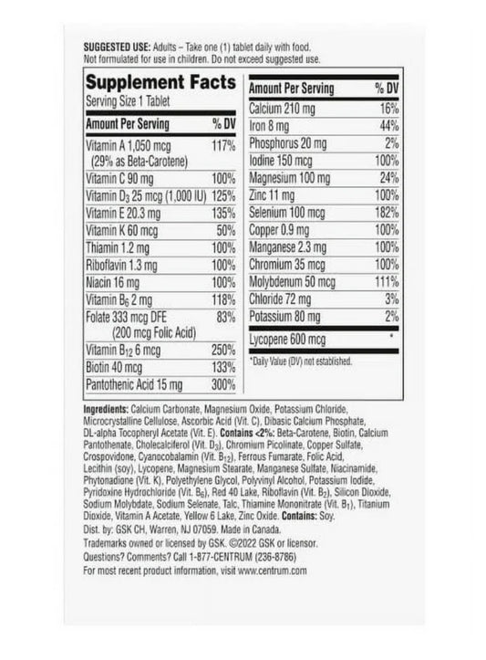 Centrum men, 100 tabletas