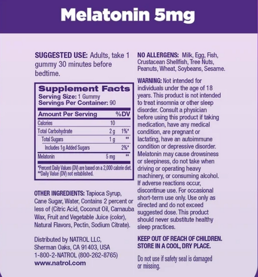 Melatonina, 5mg, 60 gomitas