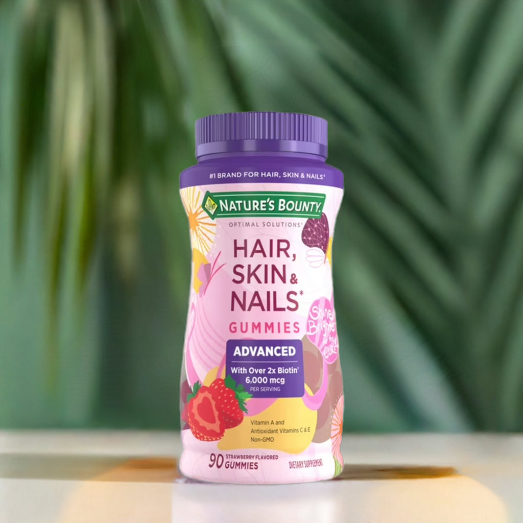 Vitaminas para la piel, cabello y uñas con biotina, 6000 mcg, 90 gomitas