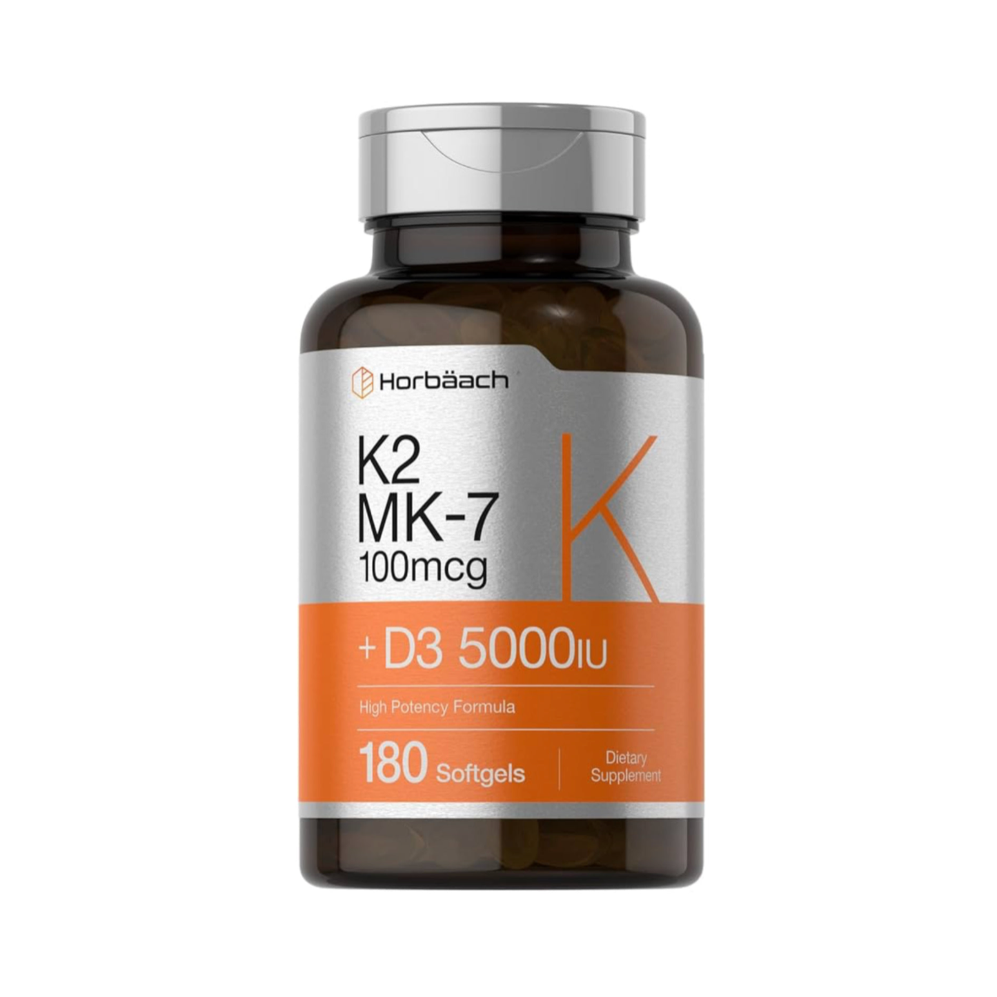 D3 + K2 MK-7 100mcg, 5000IU, 180 cápsulas