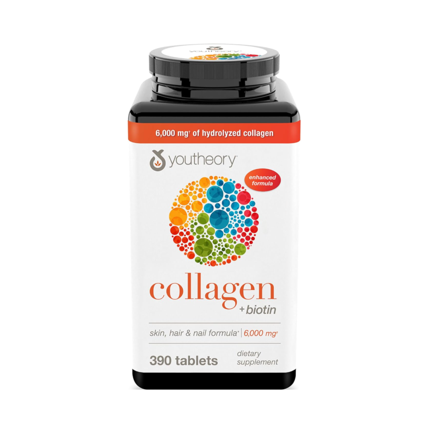 Youth Theory Colágeno + Biotina, 6000 mg, 390 tabletas