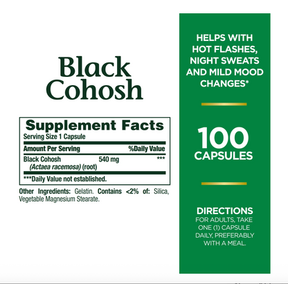 Cohosh negro, 540 mg, 100 cápsulas