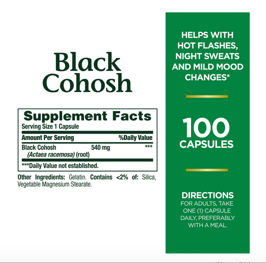 Cohosh negro, 540 mg, 100 cápsulas