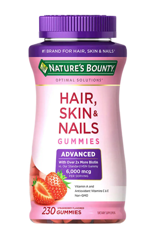 Vitaminas para la piel, cabello y uñas con biotina, 6000 mcg, 230 gomitas